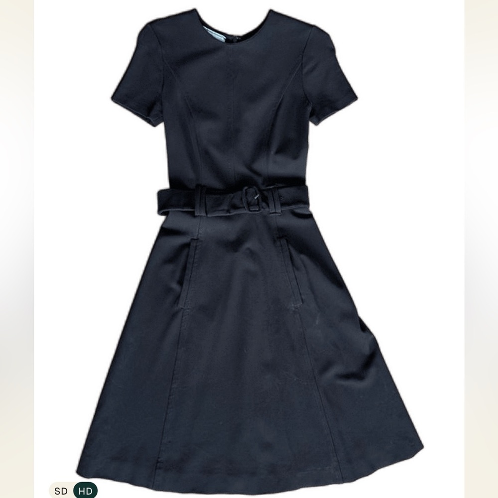 Prada Milano Belted Black Dress – Made in Italy –